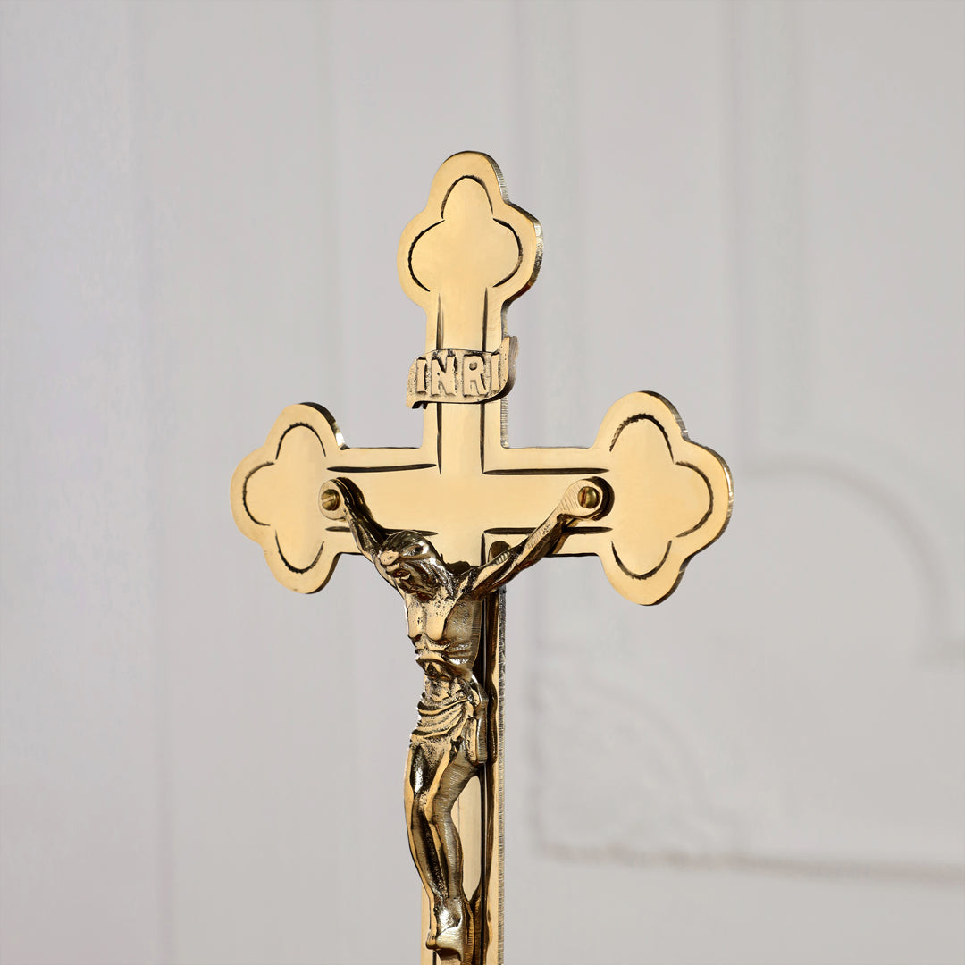 Brass Crucifix Cross with Jesus Figure (13 Inch)