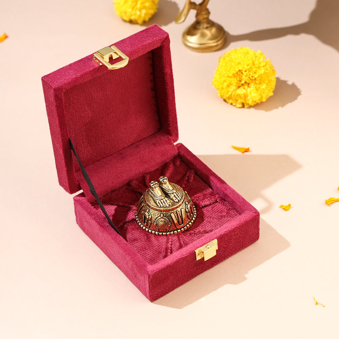 Brass Charan Paduka with Velvet Box – Divine Footprints of Lord Vishnu