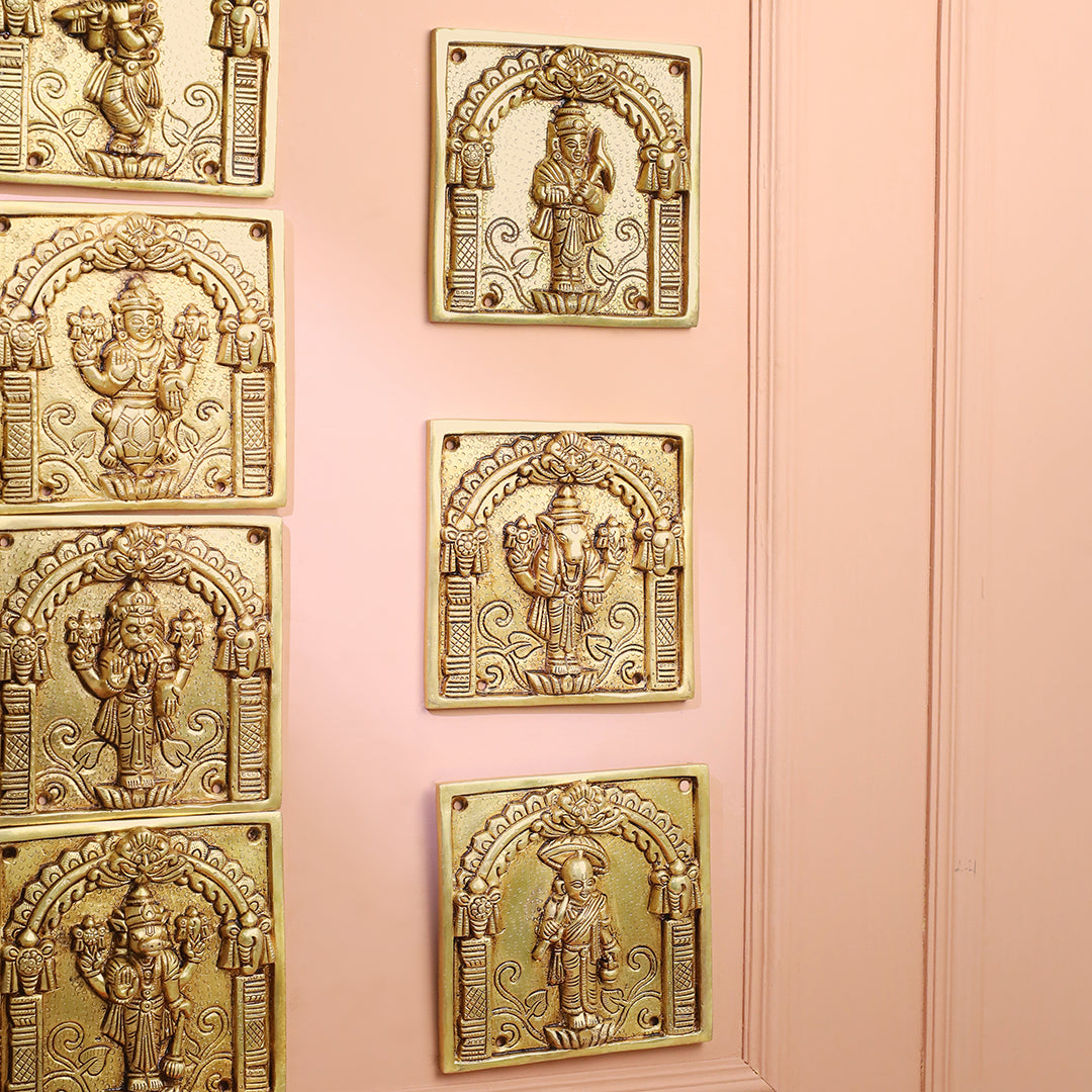Brass Dashavatara Plates Set – Handmade Wall Decor (5.9 Inch)