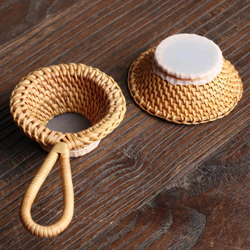 Bamboo Tea Strainer Traditional Kung Fu Tea Ceremony Utensils Japanese Rattan Wooden Tea Leaves Funnel Home Kitchen Sieving Tool