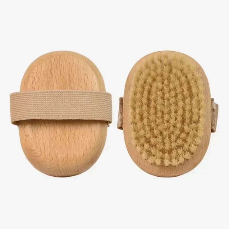 SPA Wooden Body Brush Natural Boar Bristle Organic Dry Skin Body Brush Bamboo Wet Back Shower Brushes Exfoliating Bathing Brush