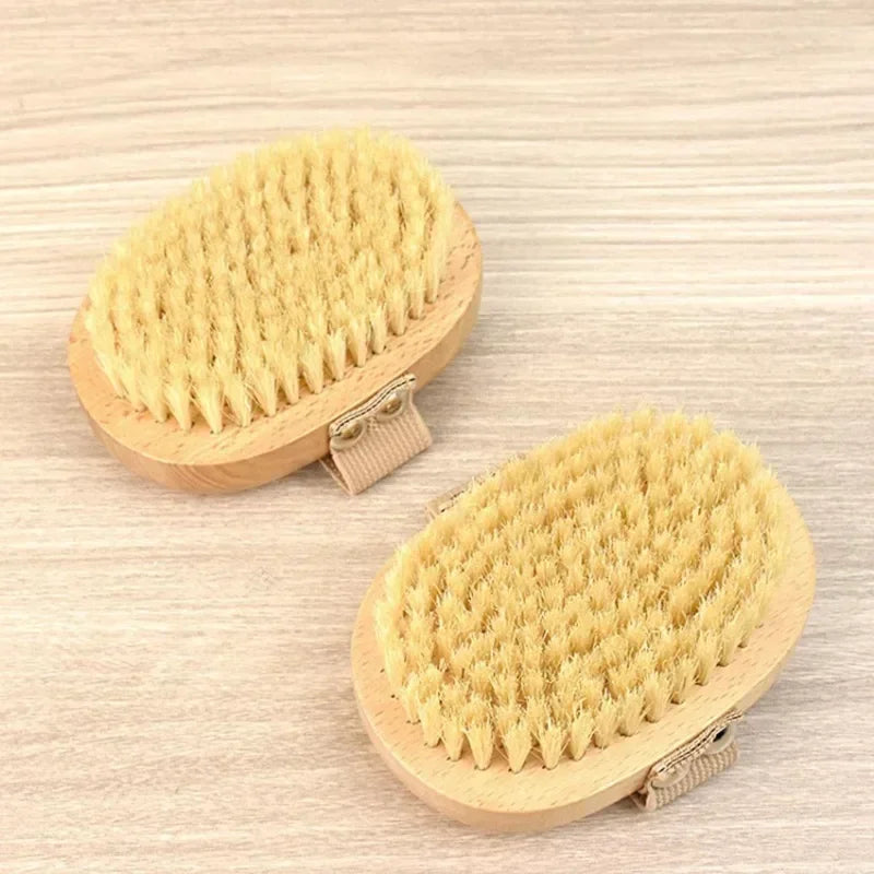 SPA Wooden Body Brush Natural Boar Bristle Organic Dry Skin Body Brush Bamboo Wet Back Shower Brushes Exfoliating Bathing Brush