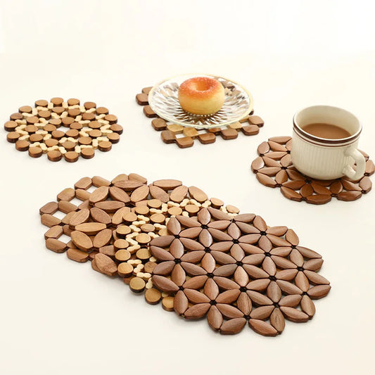 Bamboo Coaster Square Round Household Casserole Mat Heat Insulation Waterproof Non-slip Cup Home and Decoration Kitchen Utensils