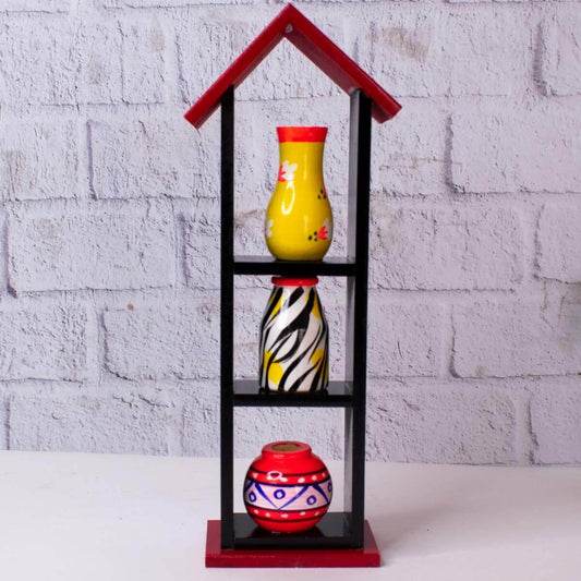 Wooden House With 3 Pots