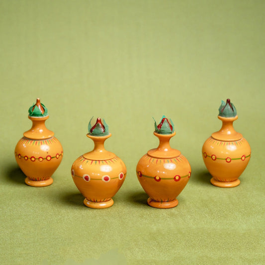 Kalash Set Of 5 | Wooden haldi kumkum dabba for gift