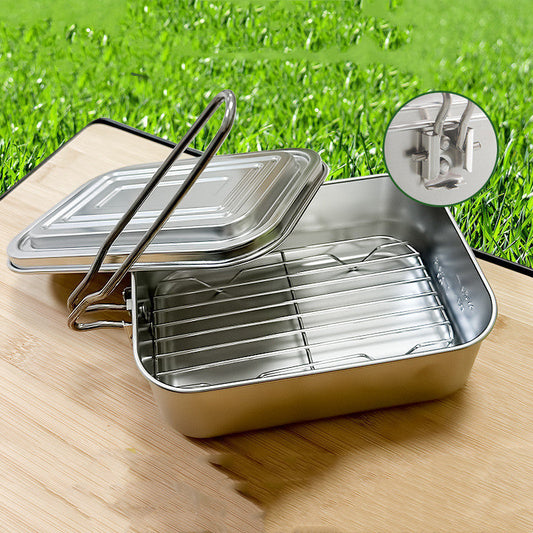 Outdoor Camping Stainless Steel Lunch Box Picnic Tableware Set