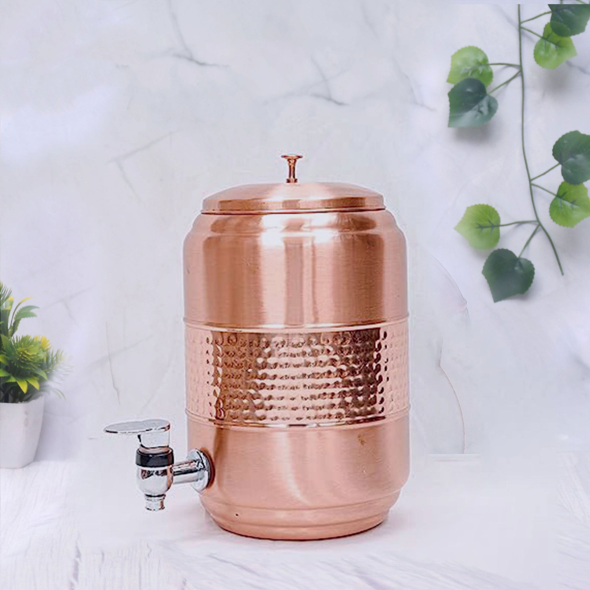 SAMA Homes - hammered copper water dispenser matka pot container pot with pure copper and ayurvedic health benefits 5000 ml