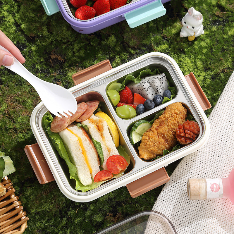 304 Stainless Steel Lunch Box Students Divided Into Lunch Box Three Grids