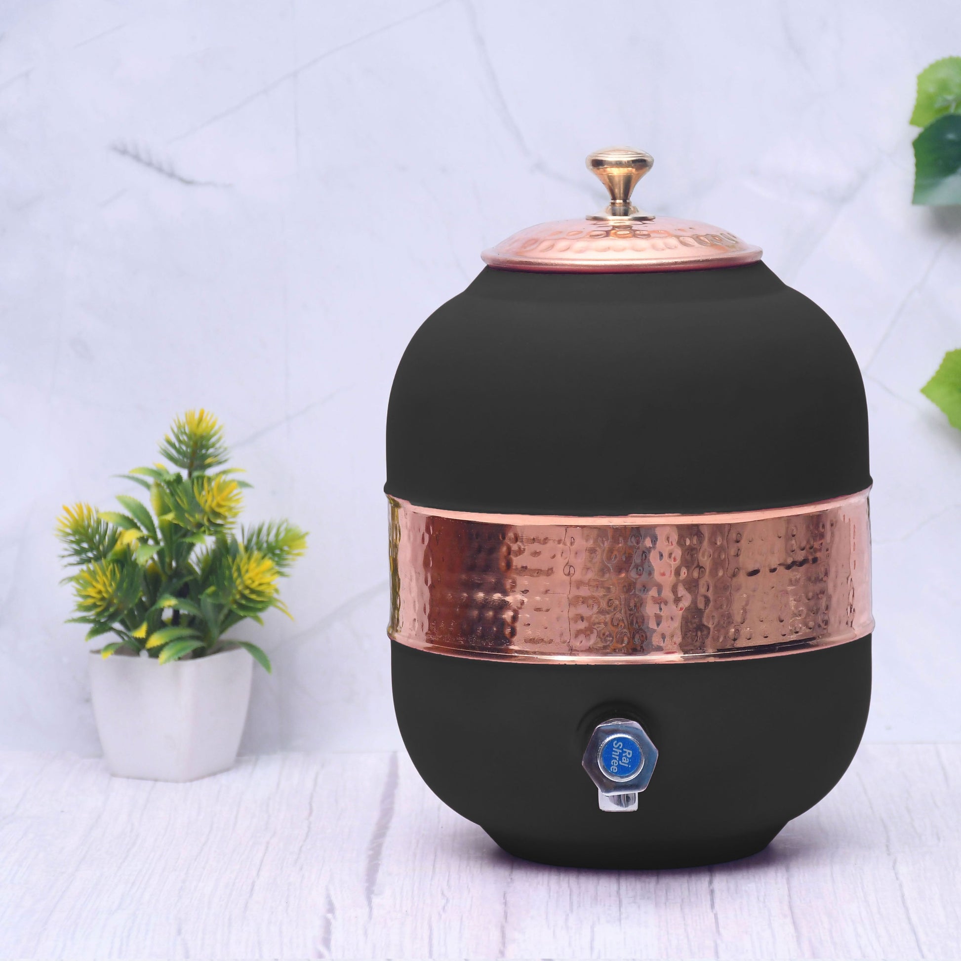 SAMA Homes - pure copper silk black half hammered water dispenser matka capacity 5000ml