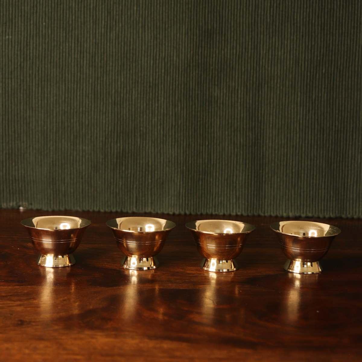 Brass Chandan Bowl Set Of 4 |Haldi, Kumkum and Chandan bowl for gifting