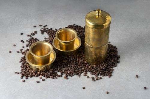 Brass Coffee Filter Medium &  Davara Tumbler Combo