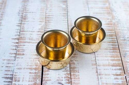 Brass Coffee Filter Medium & Davara Tumbler Combo