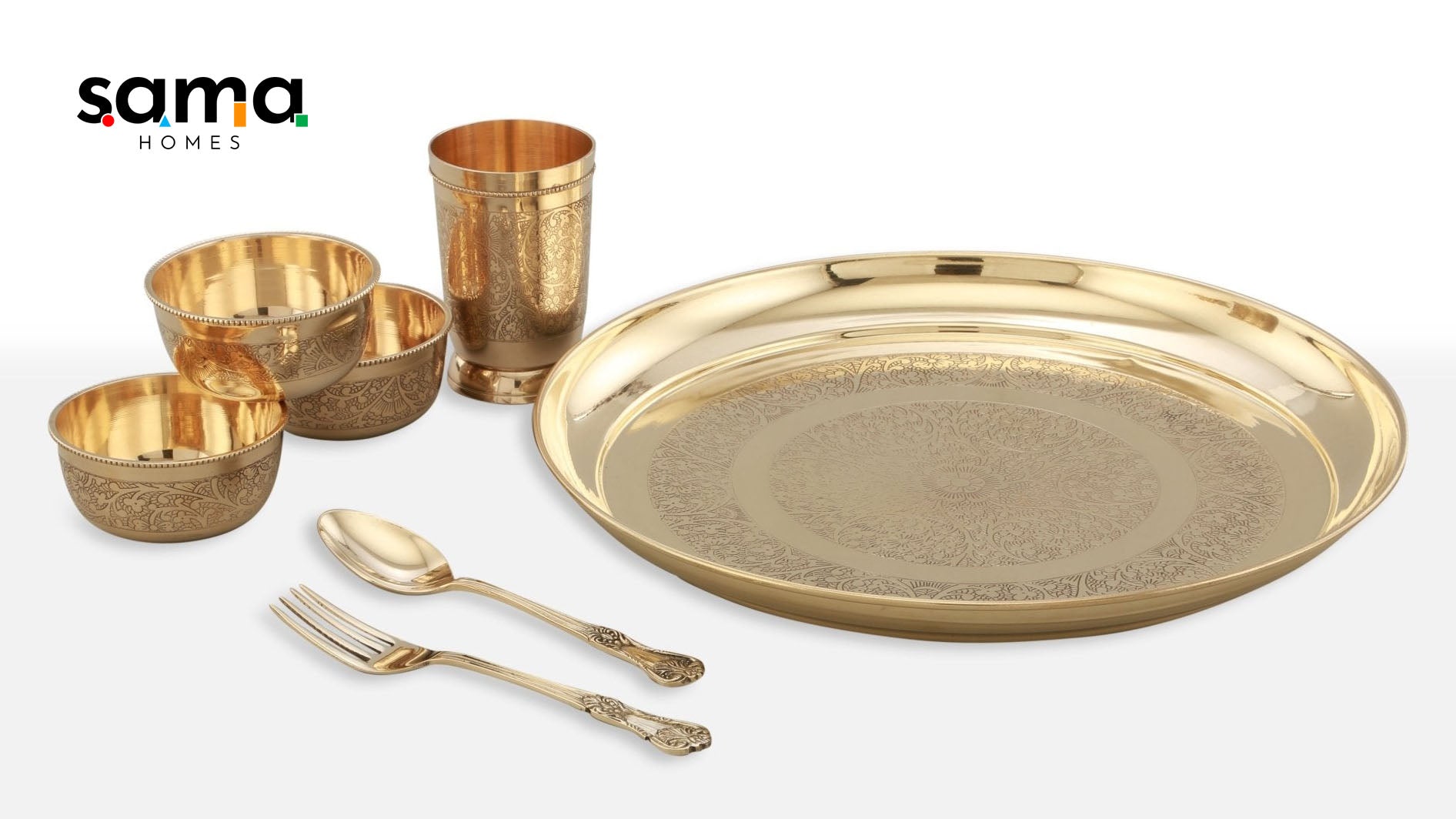 SAMA Homes - brass dinner set apple khomcha