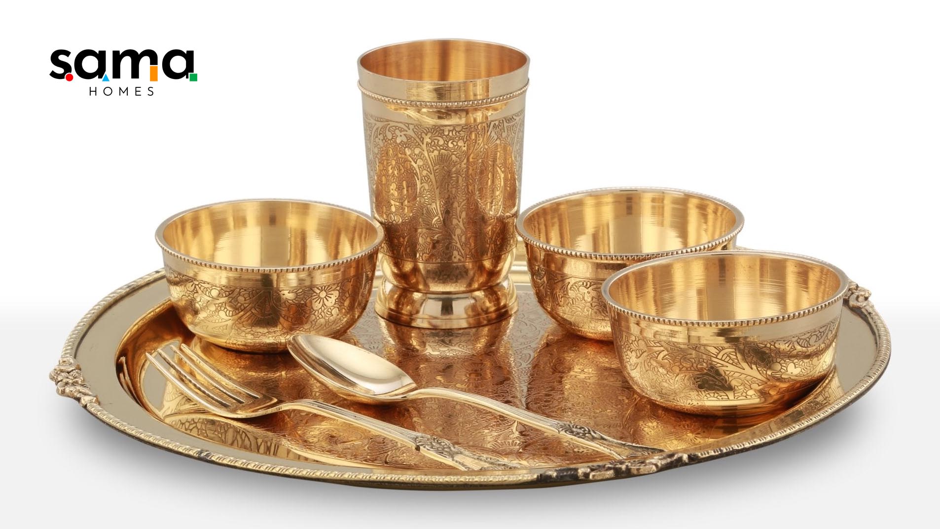 SAMA Homes - brass etched dinner set 12inch
