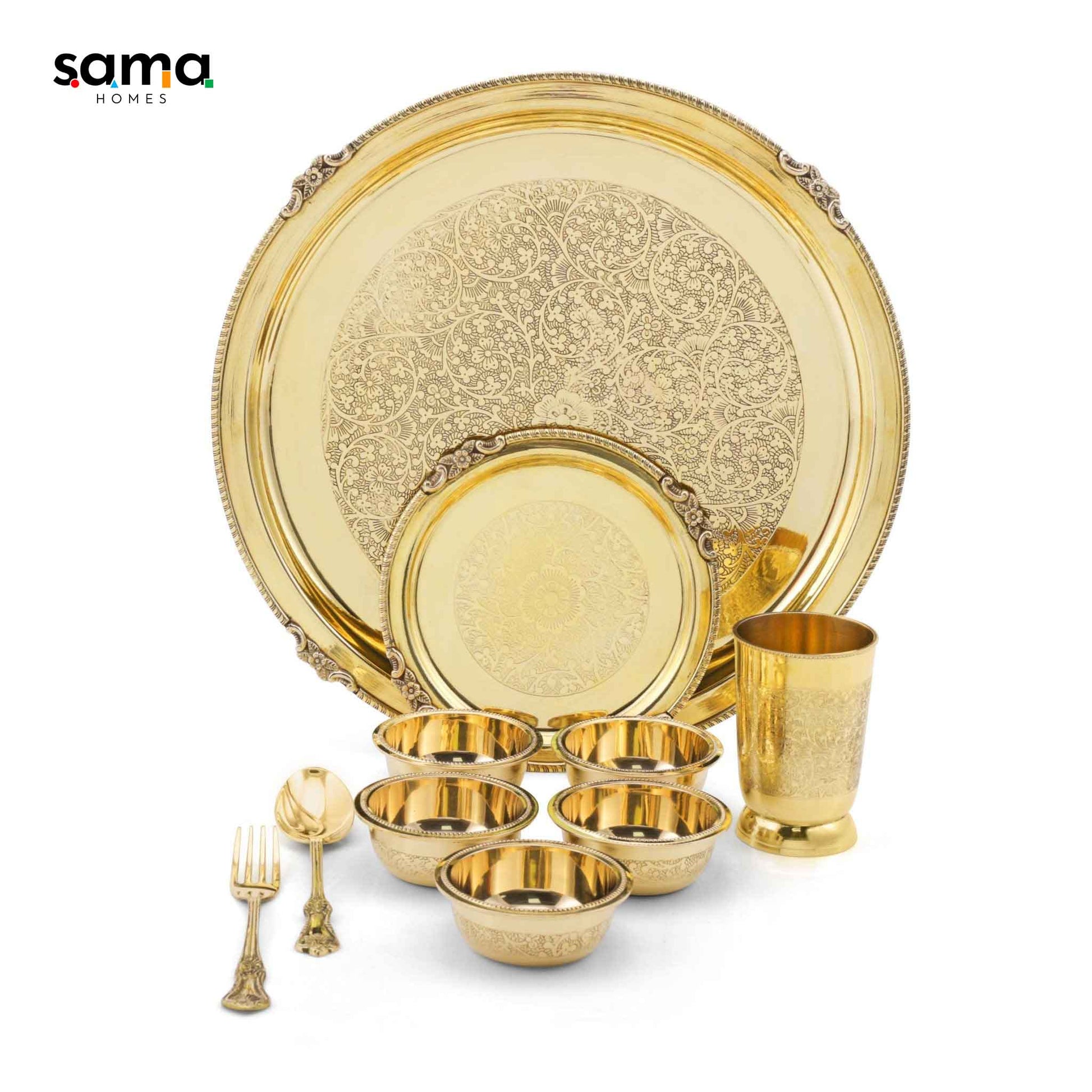 SAMA Homes - brass etched dinner set