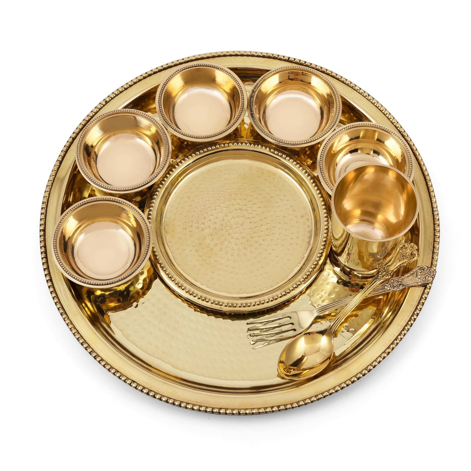 SAMA Homes - brass hammered dinner set