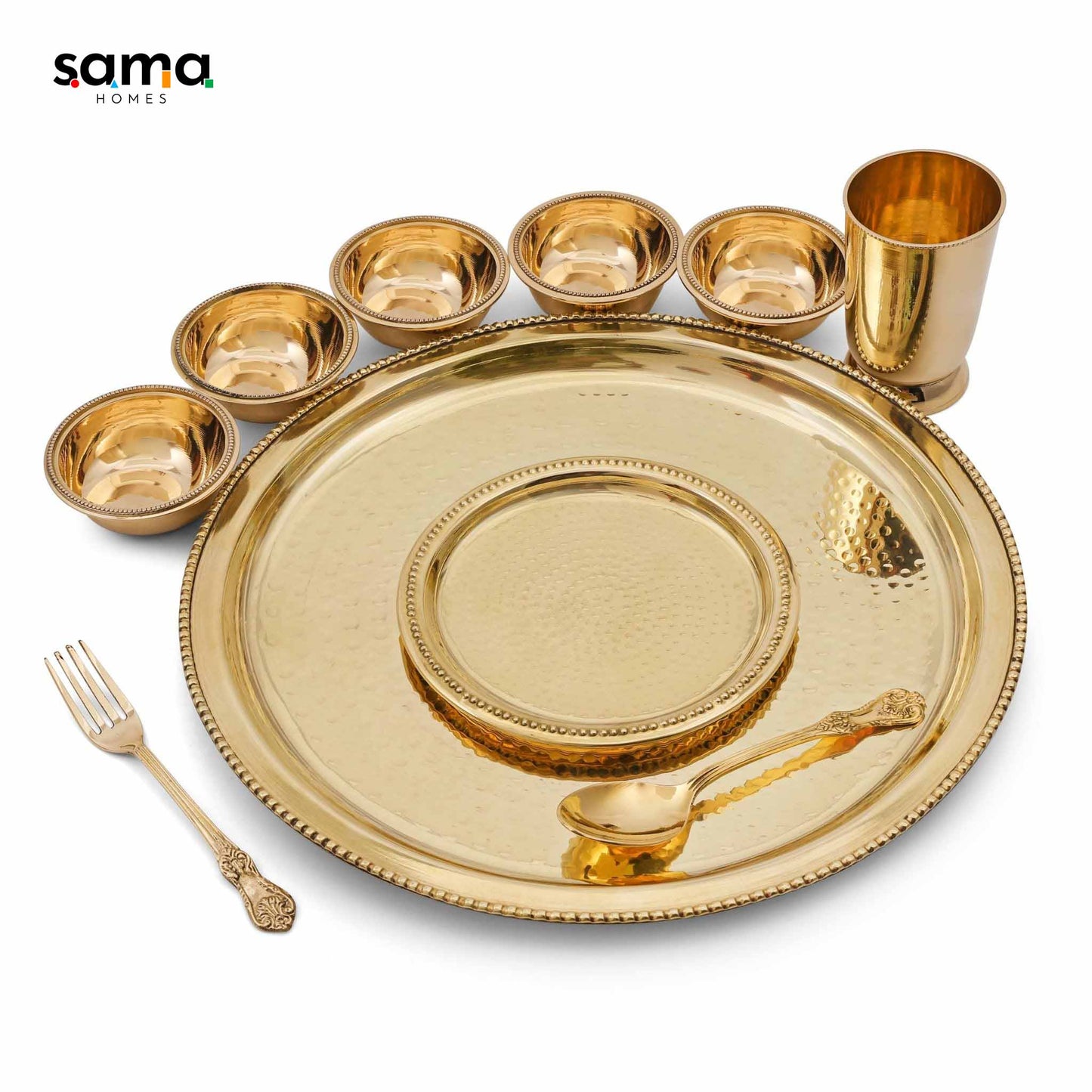 SAMA Homes - brass hammered dinner set