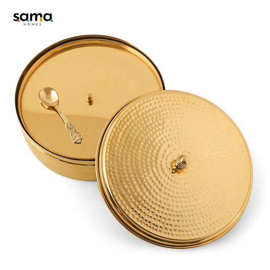 SAMA Homes - brass hammered spice box