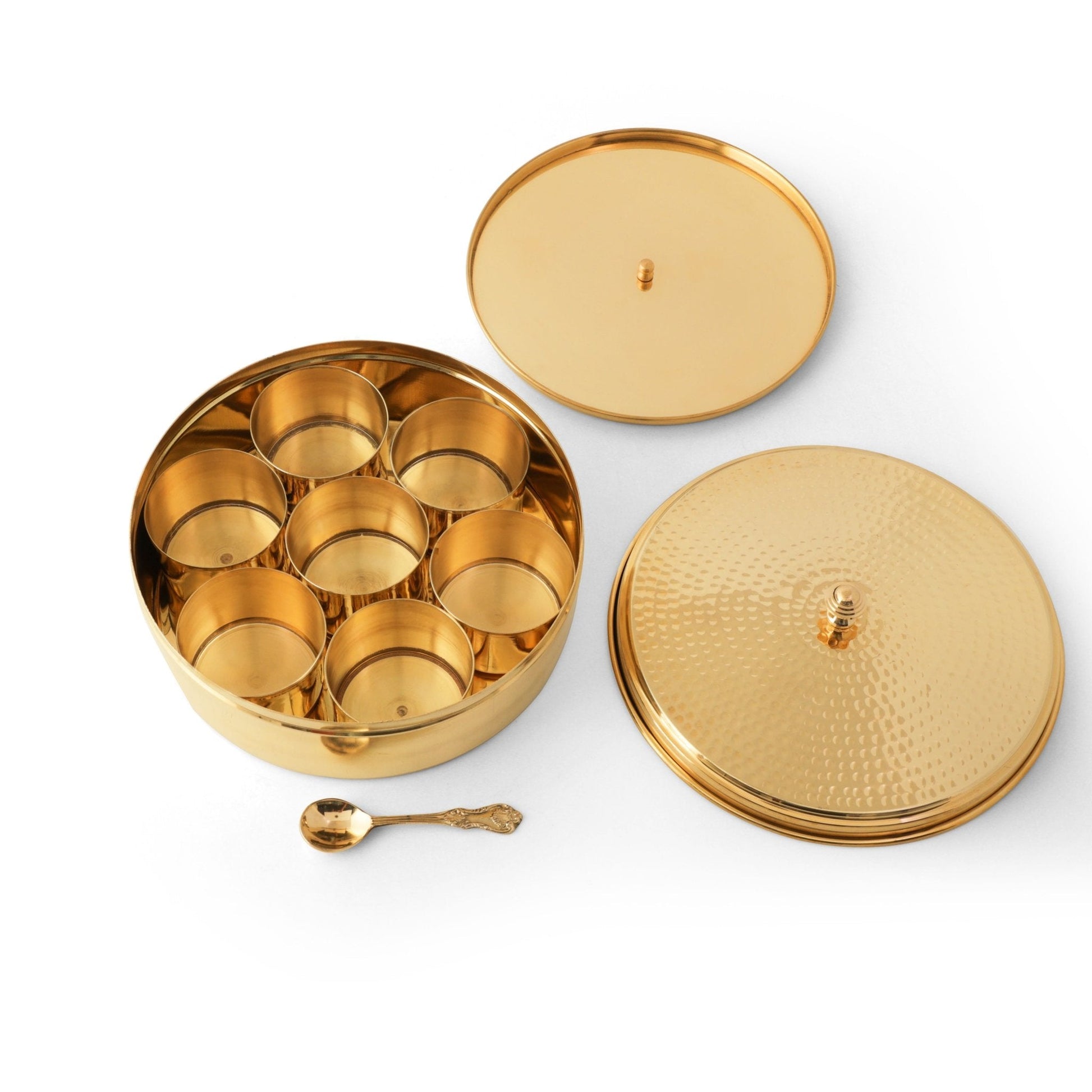 SAMA Homes - brass hammered spice box