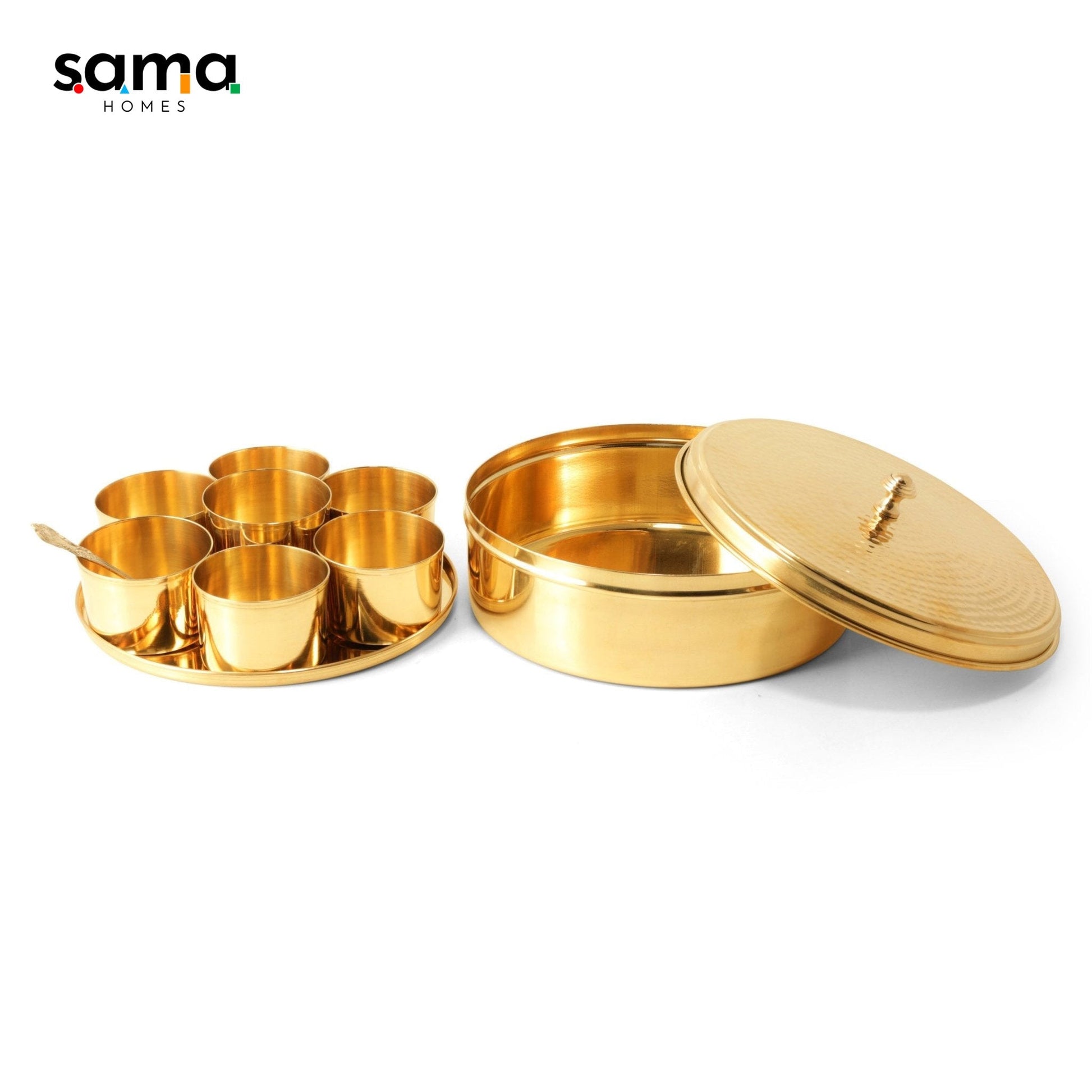 SAMA Homes - brass hammered spice box
