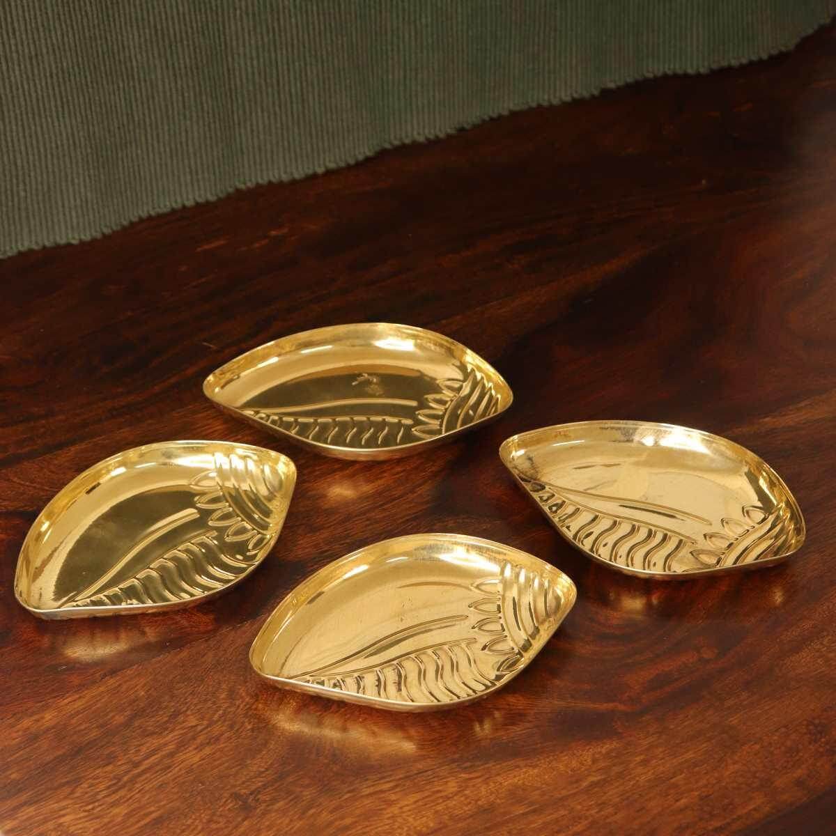 Brass Shanku Plate - Set of 4 |Traditional pooja plate for festival gift