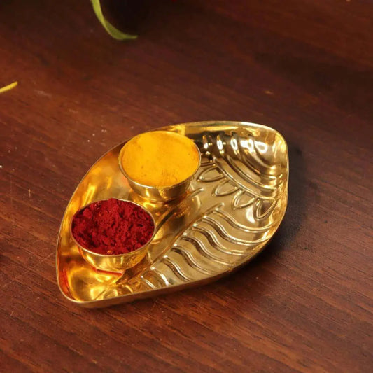 Brass Shanku Plate - Set of 4 |Traditional pooja plate for festival gift