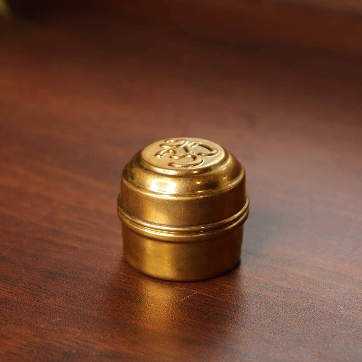 Brass Sindoor Dibbi OM-Set of 4 | Kumkum Box | Sindoor Dani for Festival gifts