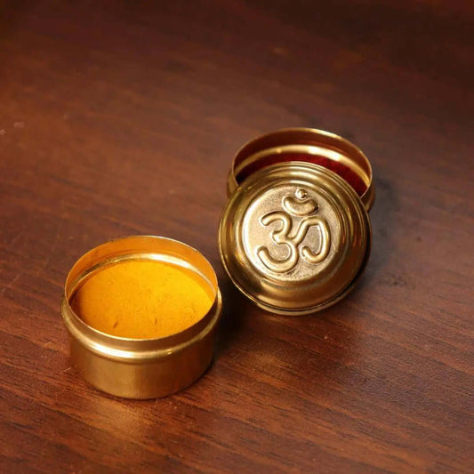 Brass Sindoor Dibbi OM-Set of 4 | Kumkum Box | Sindoor Dani for Festival gifts