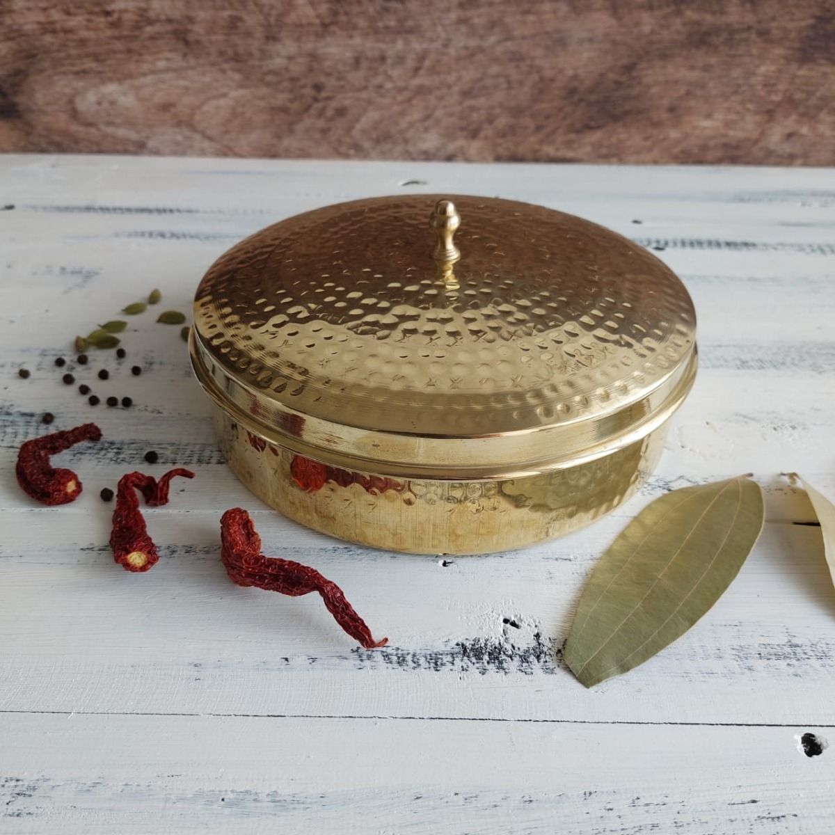 SAMA Homes - brass spice box large with tin coating plate