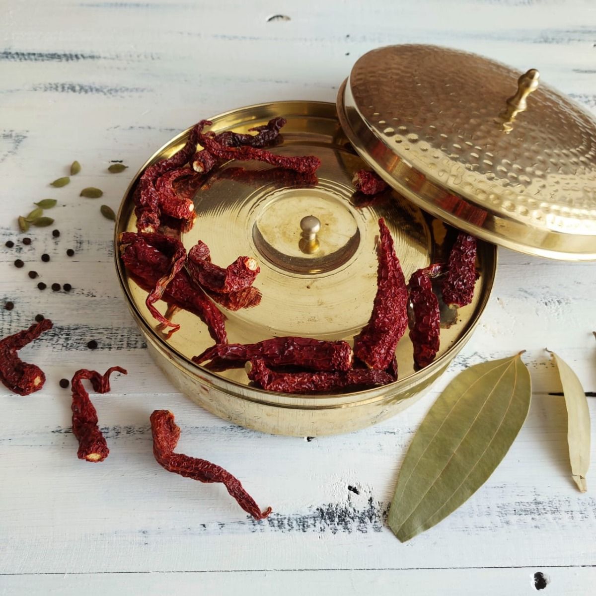 SAMA Homes - brass spice box large with tin coating plate