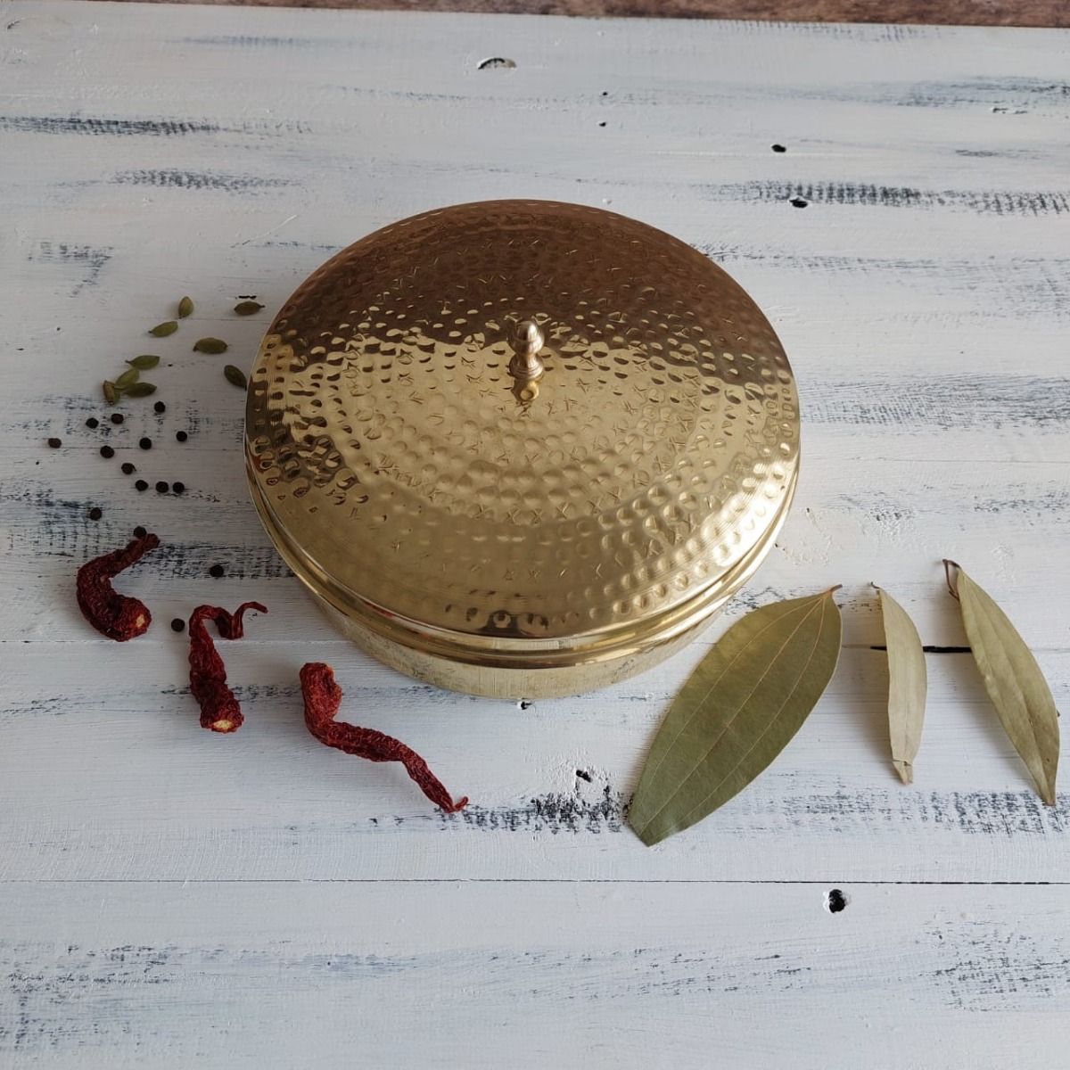 SAMA Homes - brass spice box large with tin coating plate