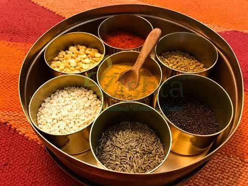 SAMA Homes - brass spice box masala dabba anjaraipetti