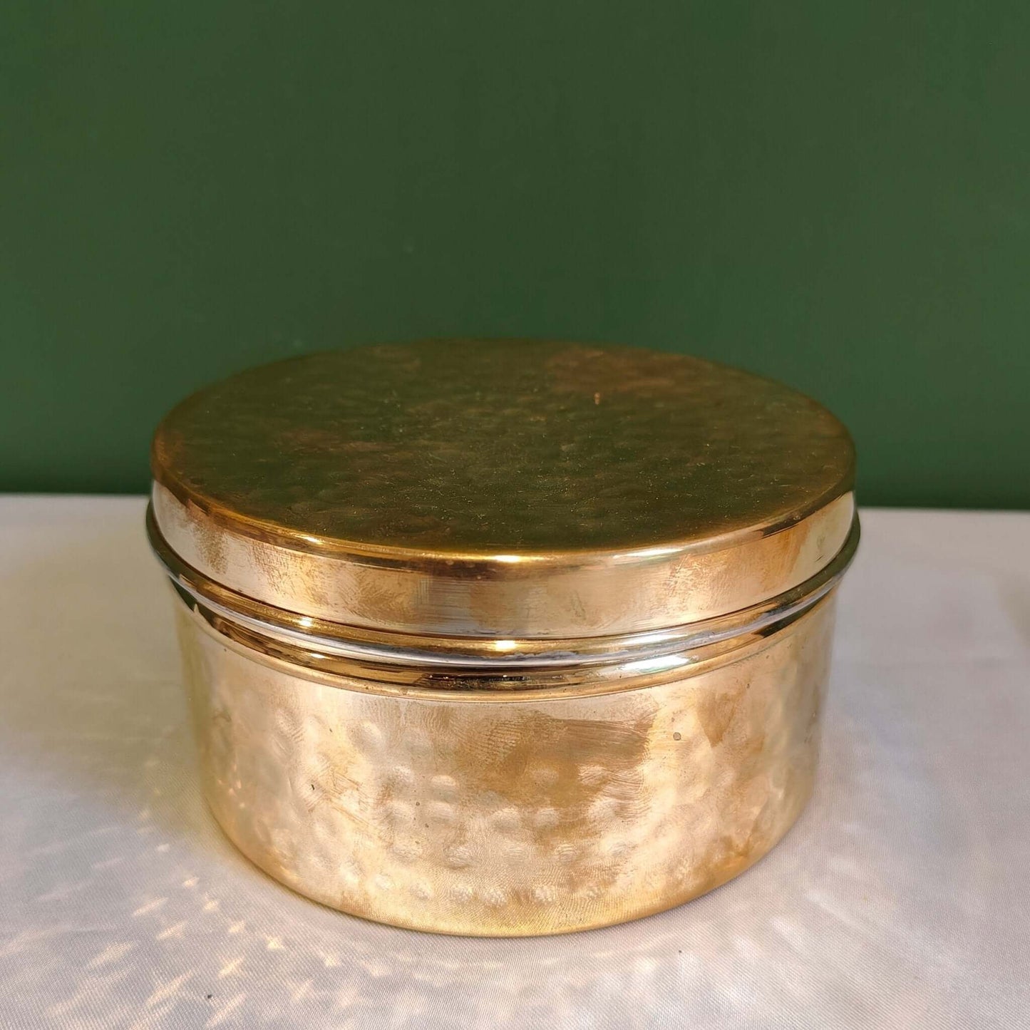 Brass Storage Dabba Hammered Container