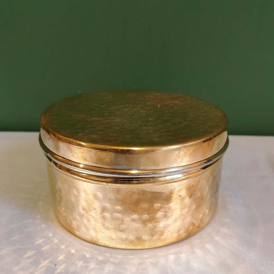 Brass Storage Dabba Hammered Container