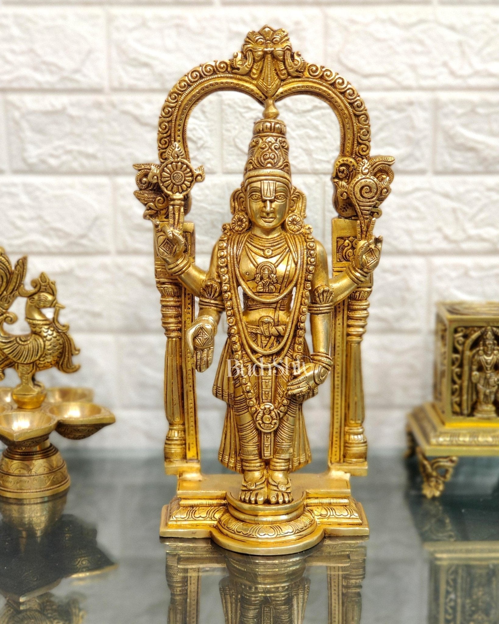 Sama Homes-brass tirupati balaji statue with prabhavali 16