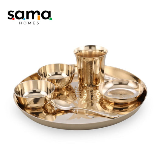 SAMA Homes - bronze kansa dinner set engraved glossy