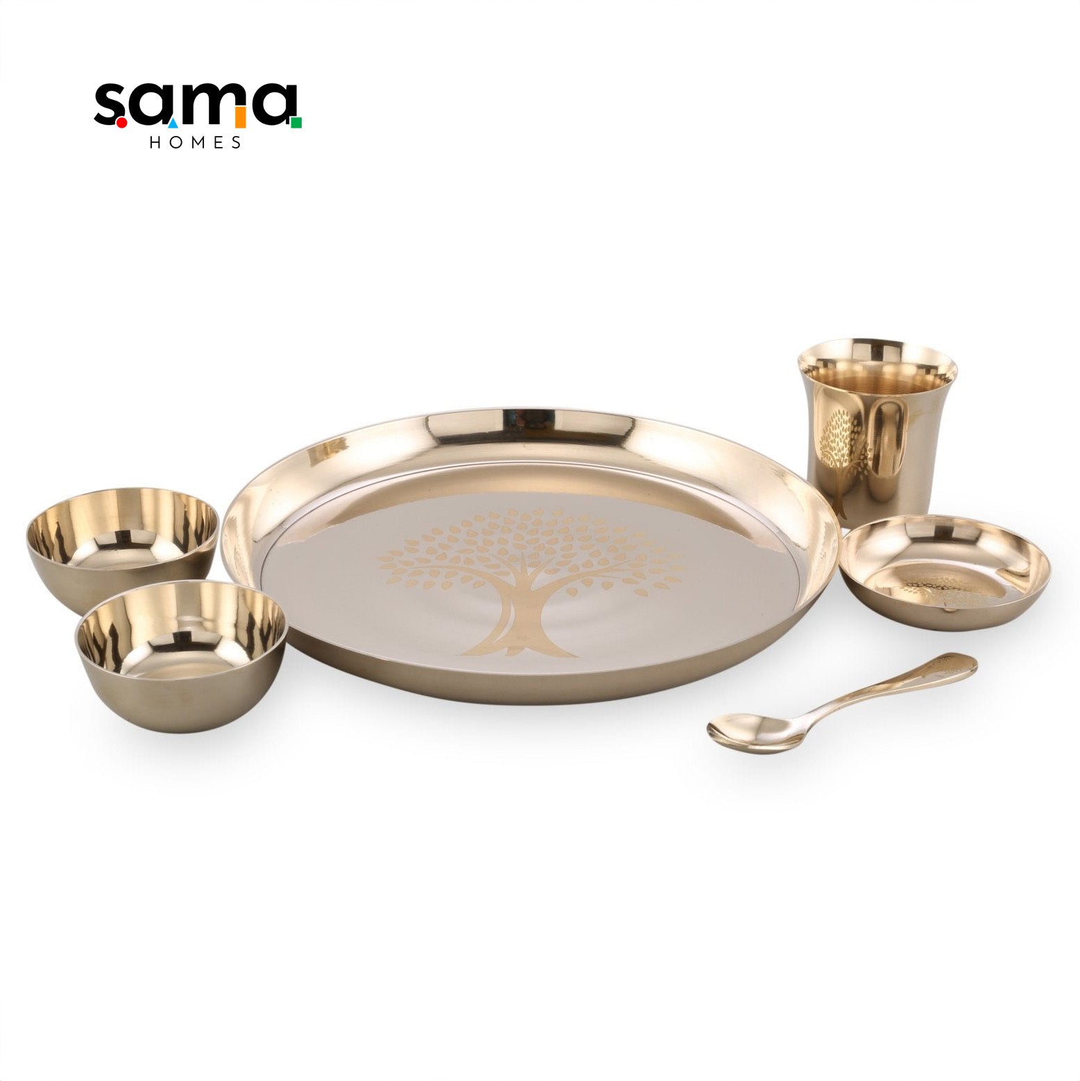 SAMA Homes - bronze kansa dinner set engraved glossy
