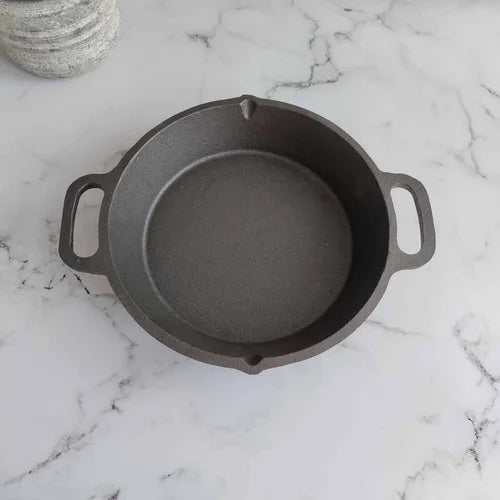 Cast Iron Loop-Round Skillet, Pan (Dual Handle)