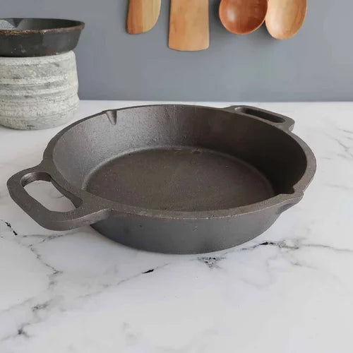 Cast Iron Loop-Round Skillet, Pan (Dual Handle)