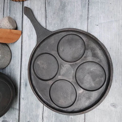 Cast Iron Mini Uthappam Pan - 4 Cavities