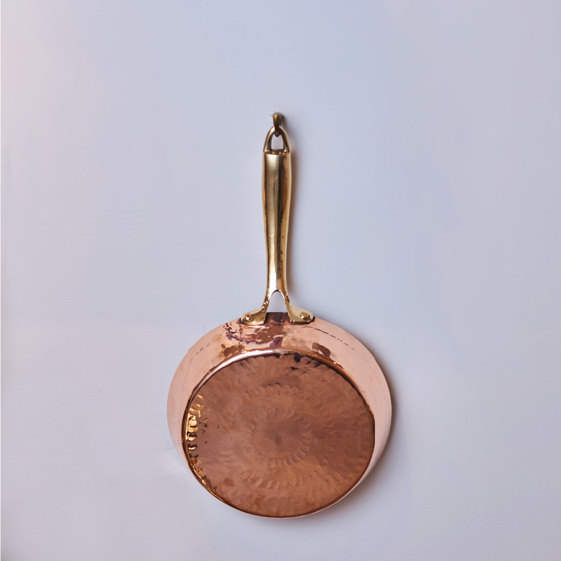 sama homes copper frypan with brass handle