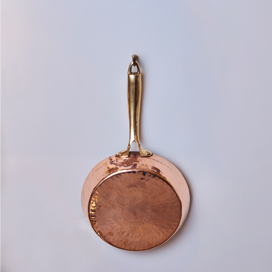 sama homes copper frypan with brass handle
