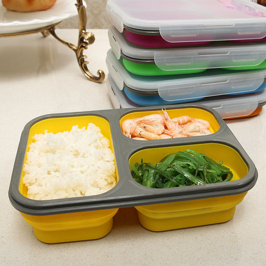 Outdoor Tableware Silicone Folding Lunch Box Portable Sealed Lunch