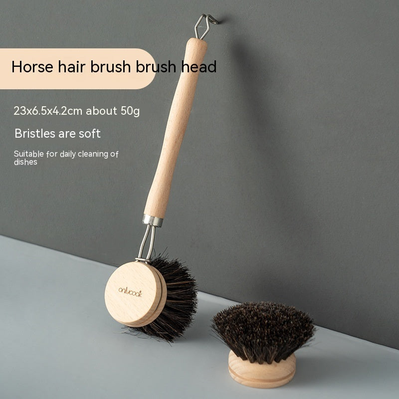 Long Handle Kitchen Can Be Brush Replacement Head Horse Hair Dish Brush
