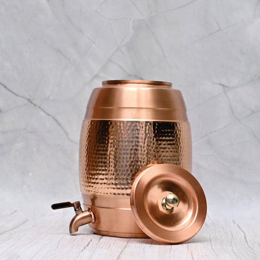 Pure Copper Water Dispenser Barrel Mid-Hammered Designed