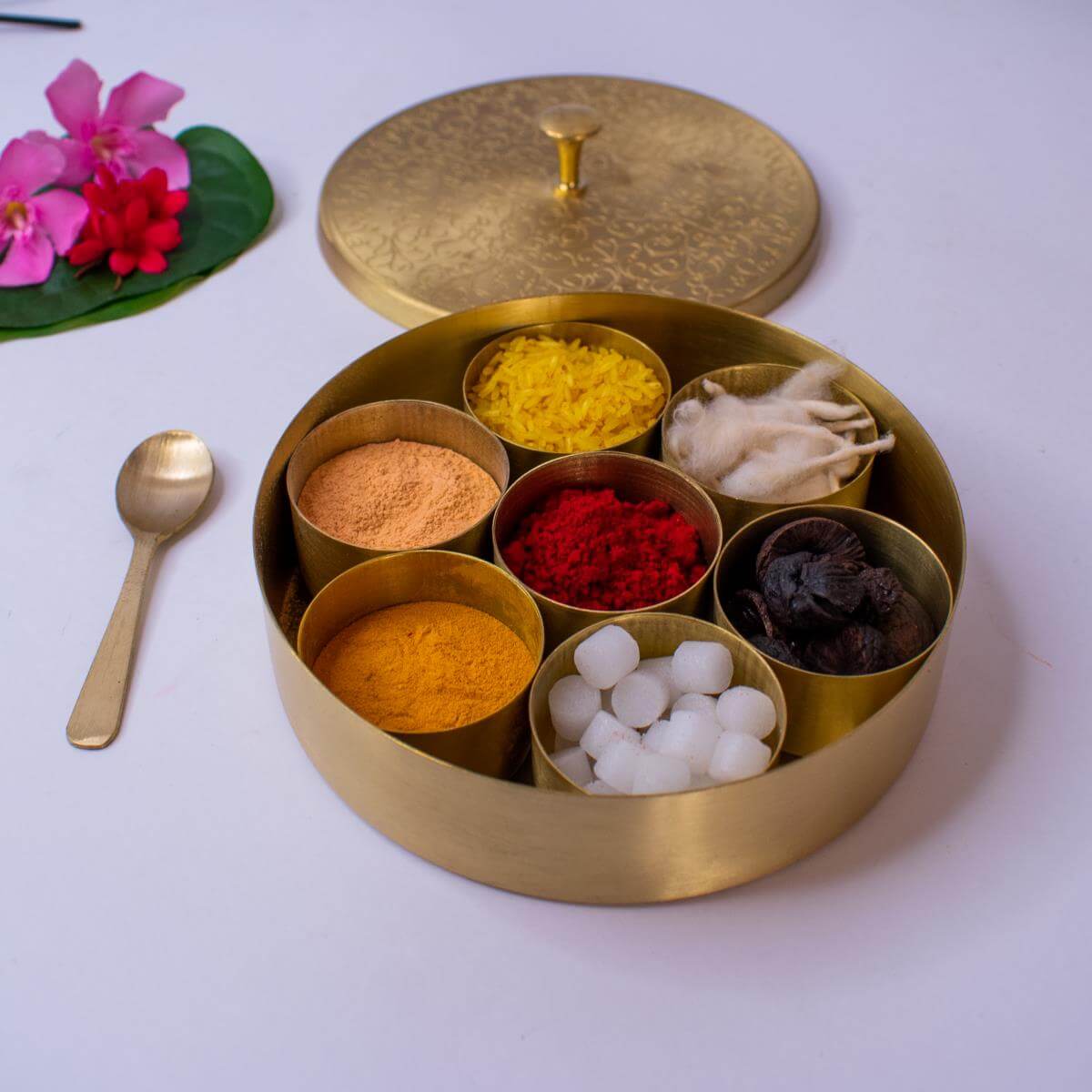 Handcrafted Brass Pooja Box Small