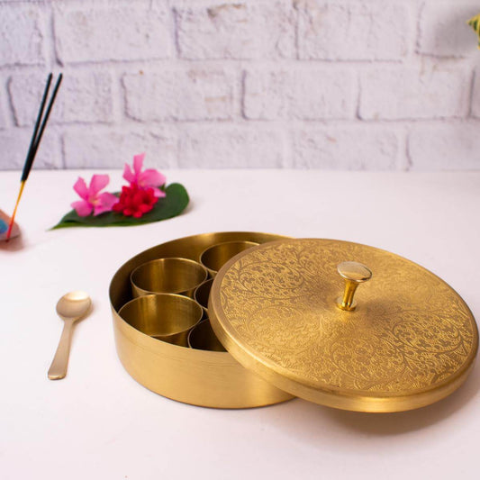 Handcrafted Brass Pooja Box Small