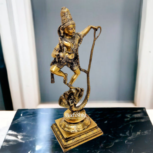 Sama Homes-krishna dancing on kaliya naag brass idol
