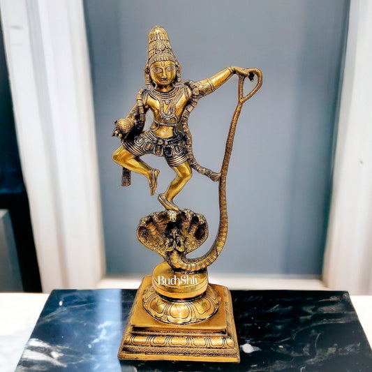 Sama Homes-krishna dancing on kaliya naag brass idol