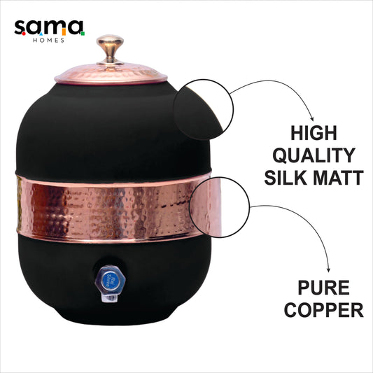 SAMA Homes - pure copper silk black half hammered water dispenser matka capacity 5000ml